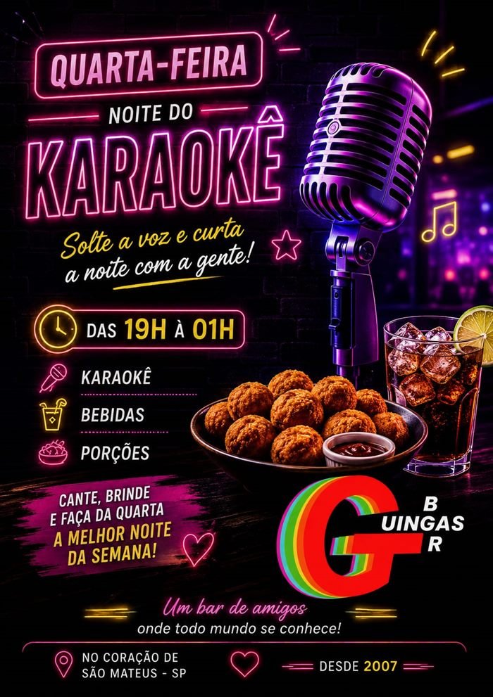 Flyer de quarta-feira: Noite do Karaokê